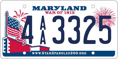 MD license plate 4AA3325