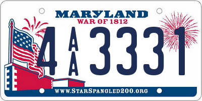 MD license plate 4AA3331