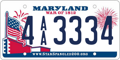 MD license plate 4AA3334