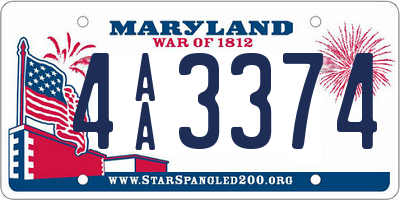 MD license plate 4AA3374