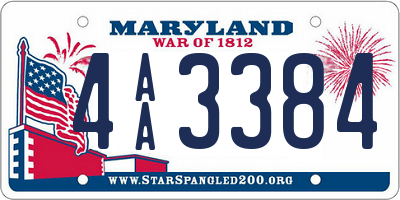 MD license plate 4AA3384