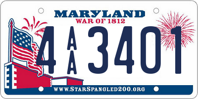 MD license plate 4AA3401