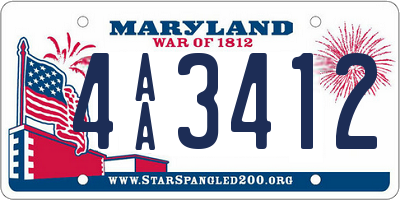 MD license plate 4AA3412