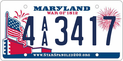 MD license plate 4AA3417
