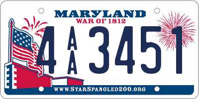 MD license plate 4AA3451