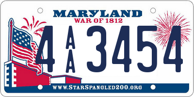 MD license plate 4AA3454
