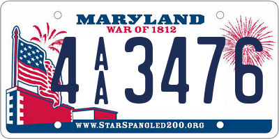 MD license plate 4AA3476