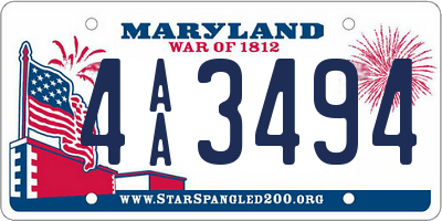 MD license plate 4AA3494