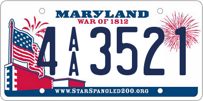 MD license plate 4AA3521