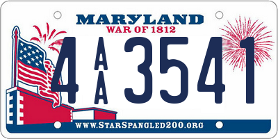 MD license plate 4AA3541
