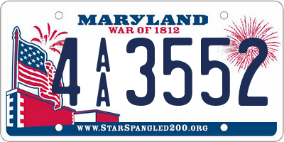MD license plate 4AA3552