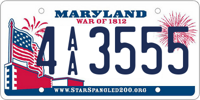 MD license plate 4AA3555