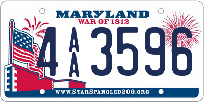 MD license plate 4AA3596