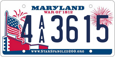 MD license plate 4AA3615