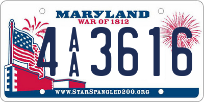 MD license plate 4AA3616