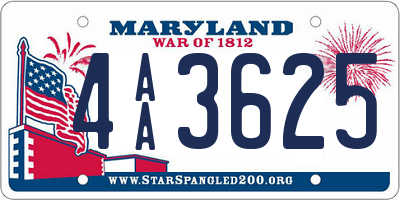 MD license plate 4AA3625