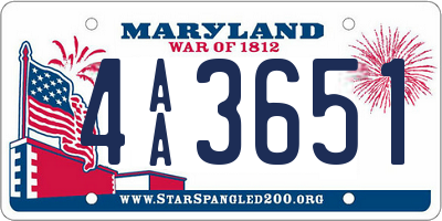 MD license plate 4AA3651