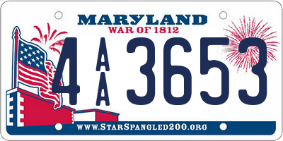 MD license plate 4AA3653