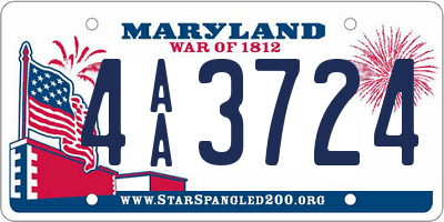 MD license plate 4AA3724
