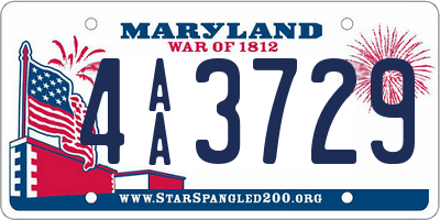 MD license plate 4AA3729