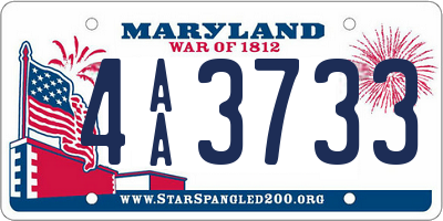 MD license plate 4AA3733