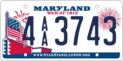 MD license plate 4AA3743