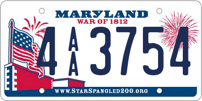 MD license plate 4AA3754