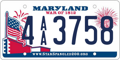 MD license plate 4AA3758