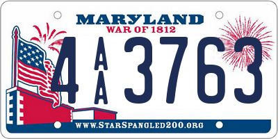 MD license plate 4AA3763