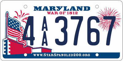 MD license plate 4AA3767