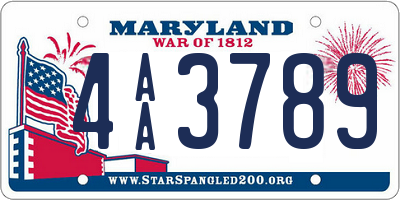 MD license plate 4AA3789