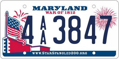 MD license plate 4AA3847