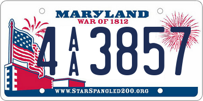 MD license plate 4AA3857