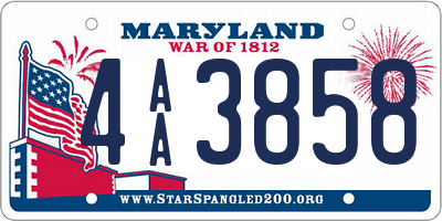 MD license plate 4AA3858
