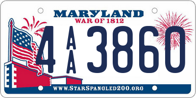 MD license plate 4AA3860