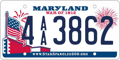 MD license plate 4AA3862