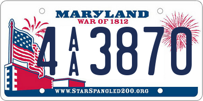 MD license plate 4AA3870