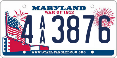 MD license plate 4AA3876