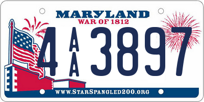 MD license plate 4AA3897