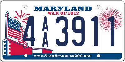 MD license plate 4AA3911