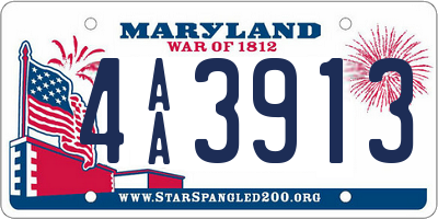 MD license plate 4AA3913