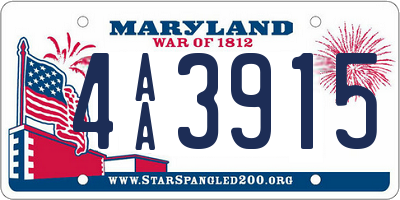 MD license plate 4AA3915