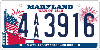 MD license plate 4AA3916