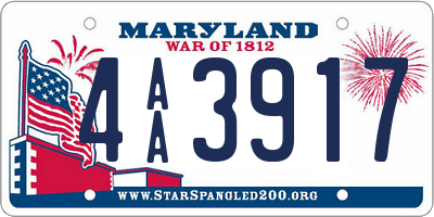 MD license plate 4AA3917