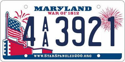 MD license plate 4AA3921