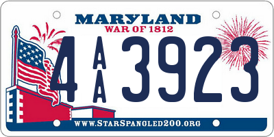 MD license plate 4AA3923