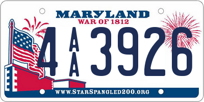 MD license plate 4AA3926