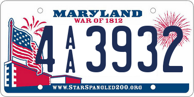 MD license plate 4AA3932