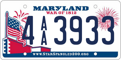 MD license plate 4AA3933