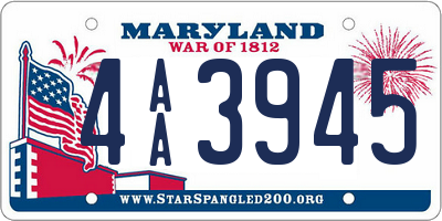 MD license plate 4AA3945